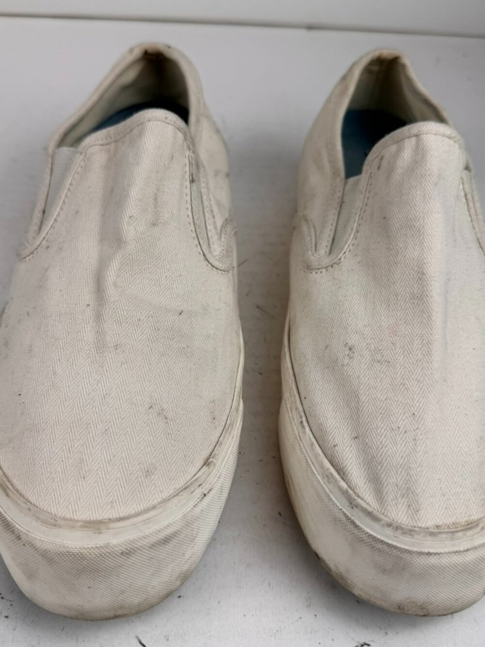 SeaVees Baja Slip On Platform Bleach Herringbone Twill Shoes Women's Size 8